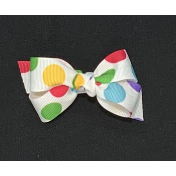 White / Gumball Dots Bow - 3 inch